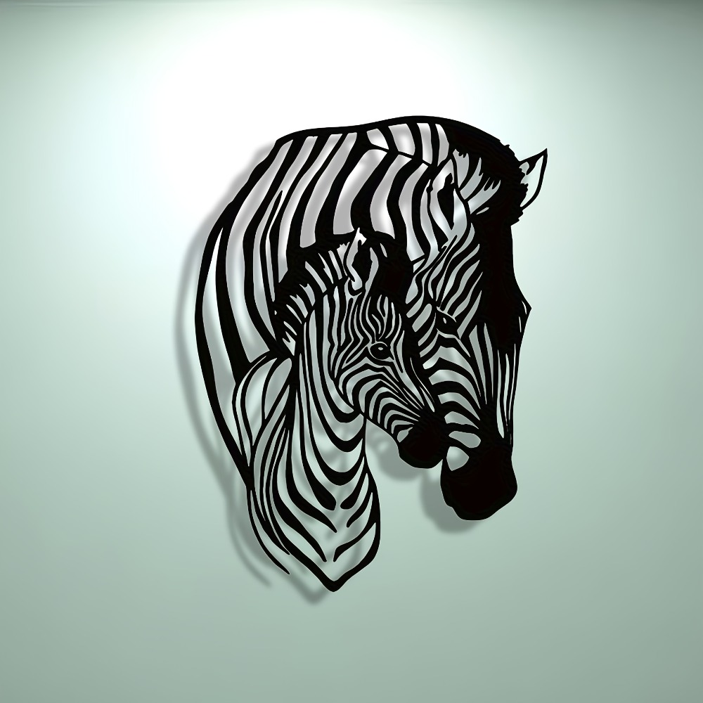 Art Craft Zebra - Elegant Minimalist Zebra Family Metal Wall