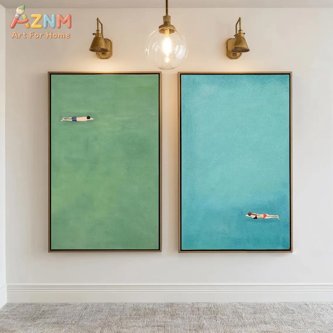 Art Craft Toys - AZNM Minimalist Swimmer Canvas Print Unframed