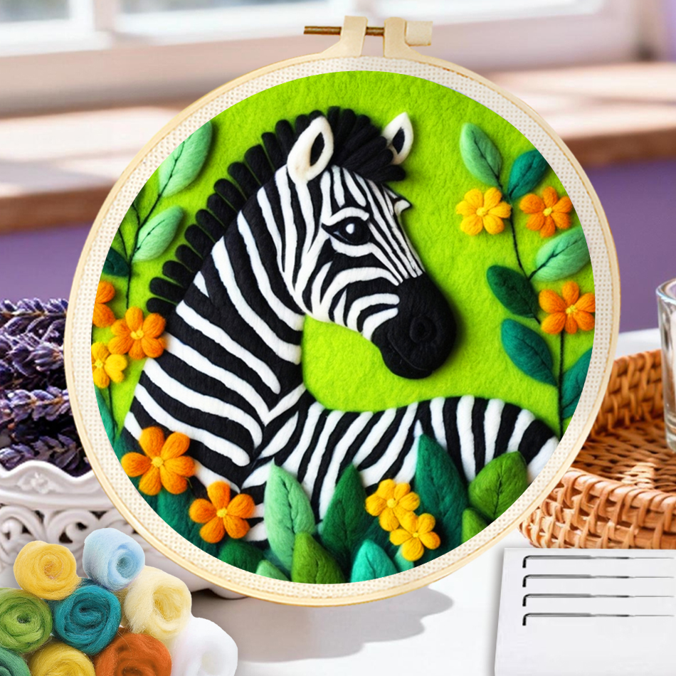Art Craft Zebra - CHENISTORY Zebra Wool Painting Kit Modern