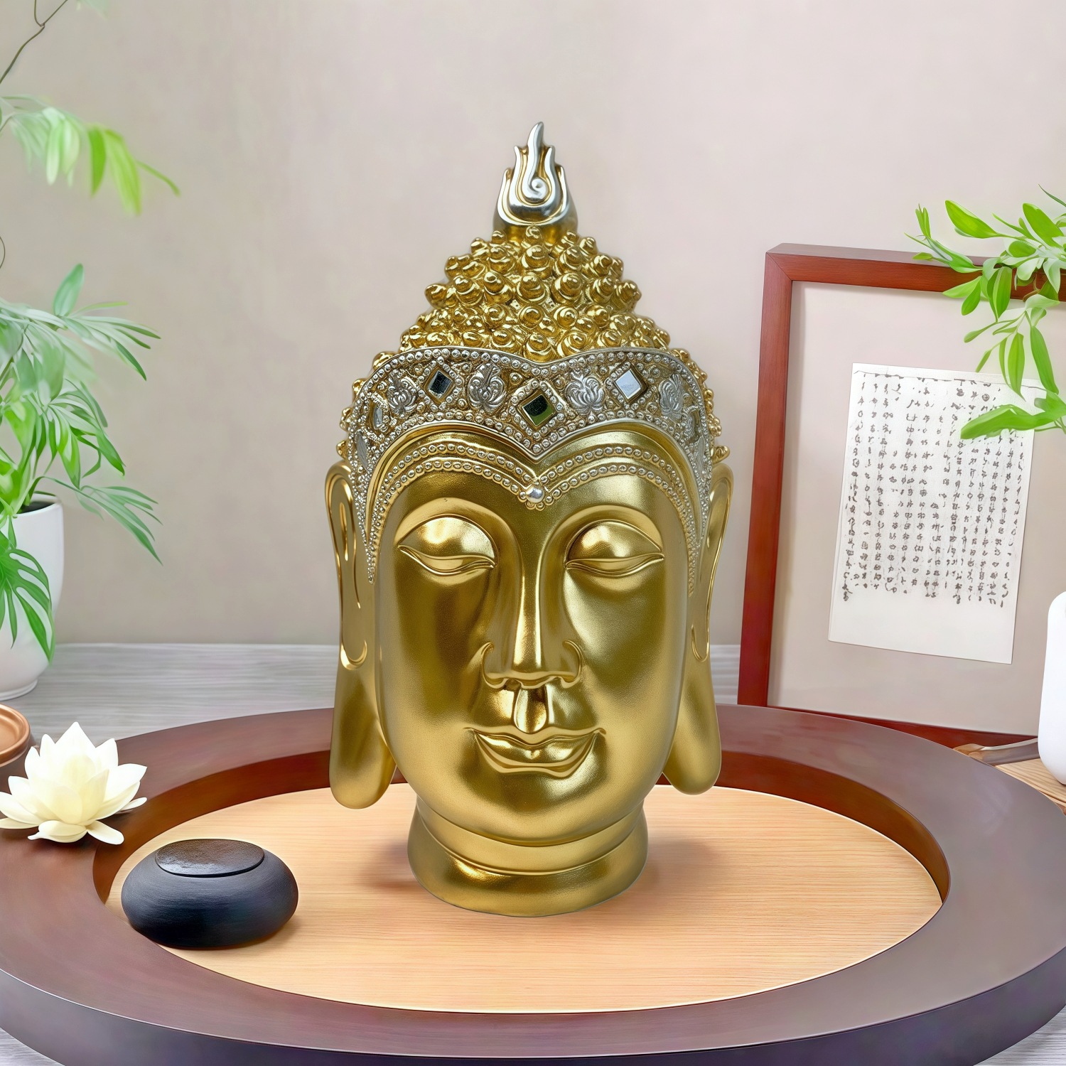 Sakyamuni Buddha Head Statue T - Art Craft India incelemesi ve fiyatı