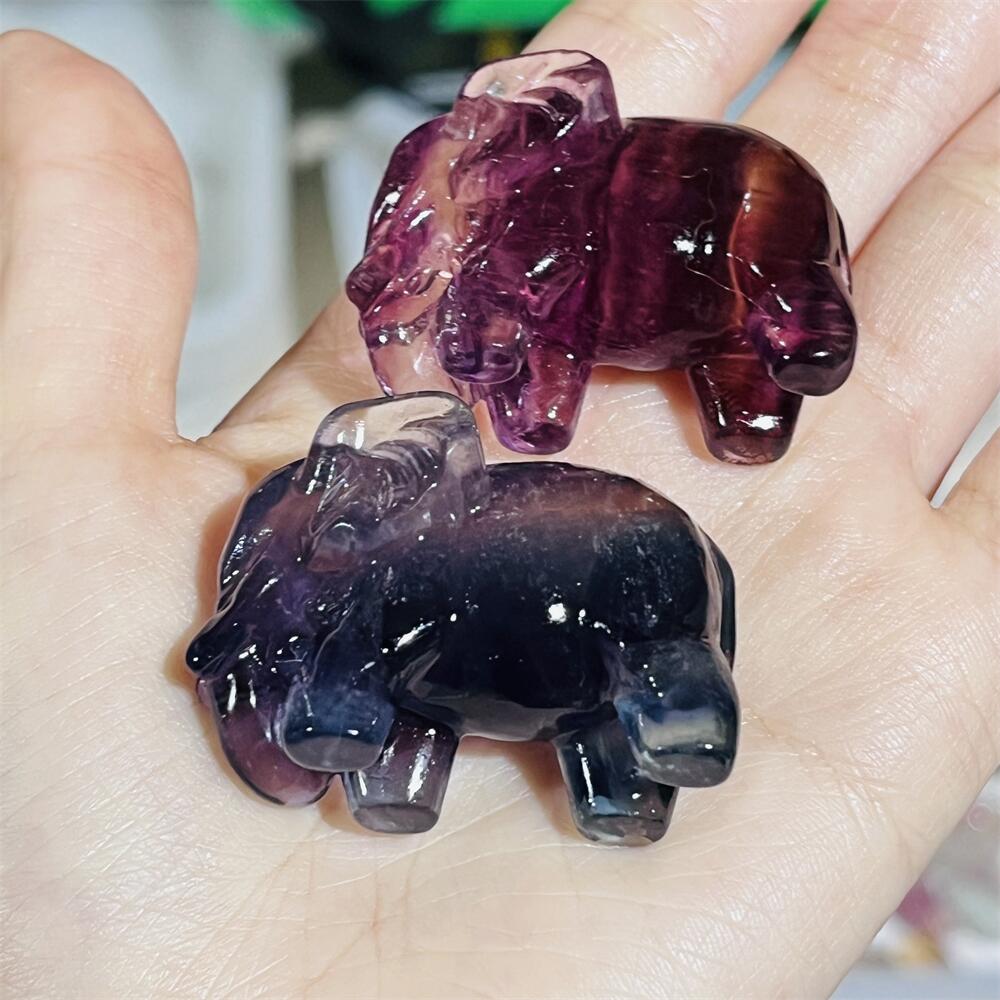 2PCS Colored Fluorite Crystal  - Art Craft Elephant incelemesi ve fiyatı