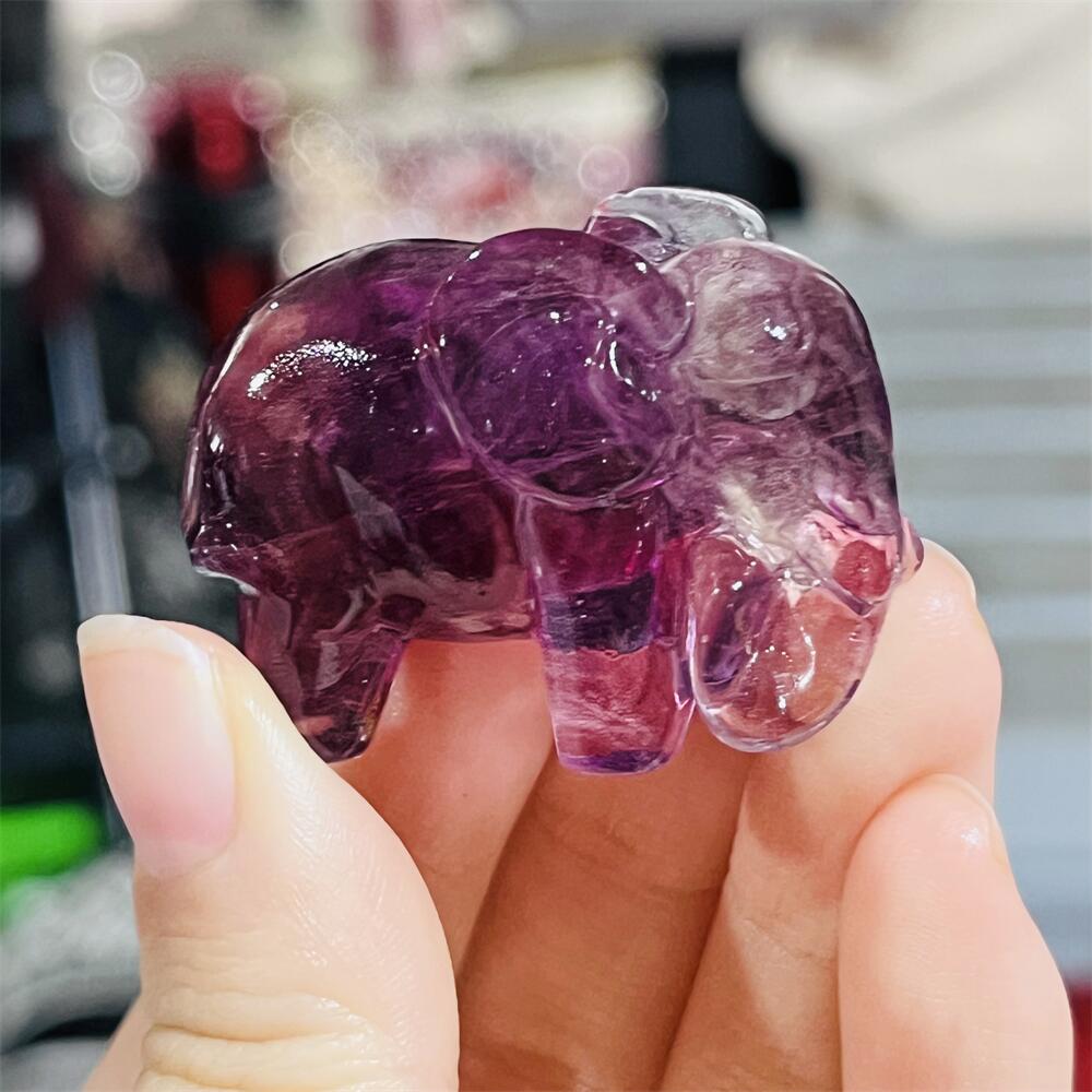 2PCS Colored Fluorite Crystal  - Art Craft Elephant incelemesi ve fiyatı