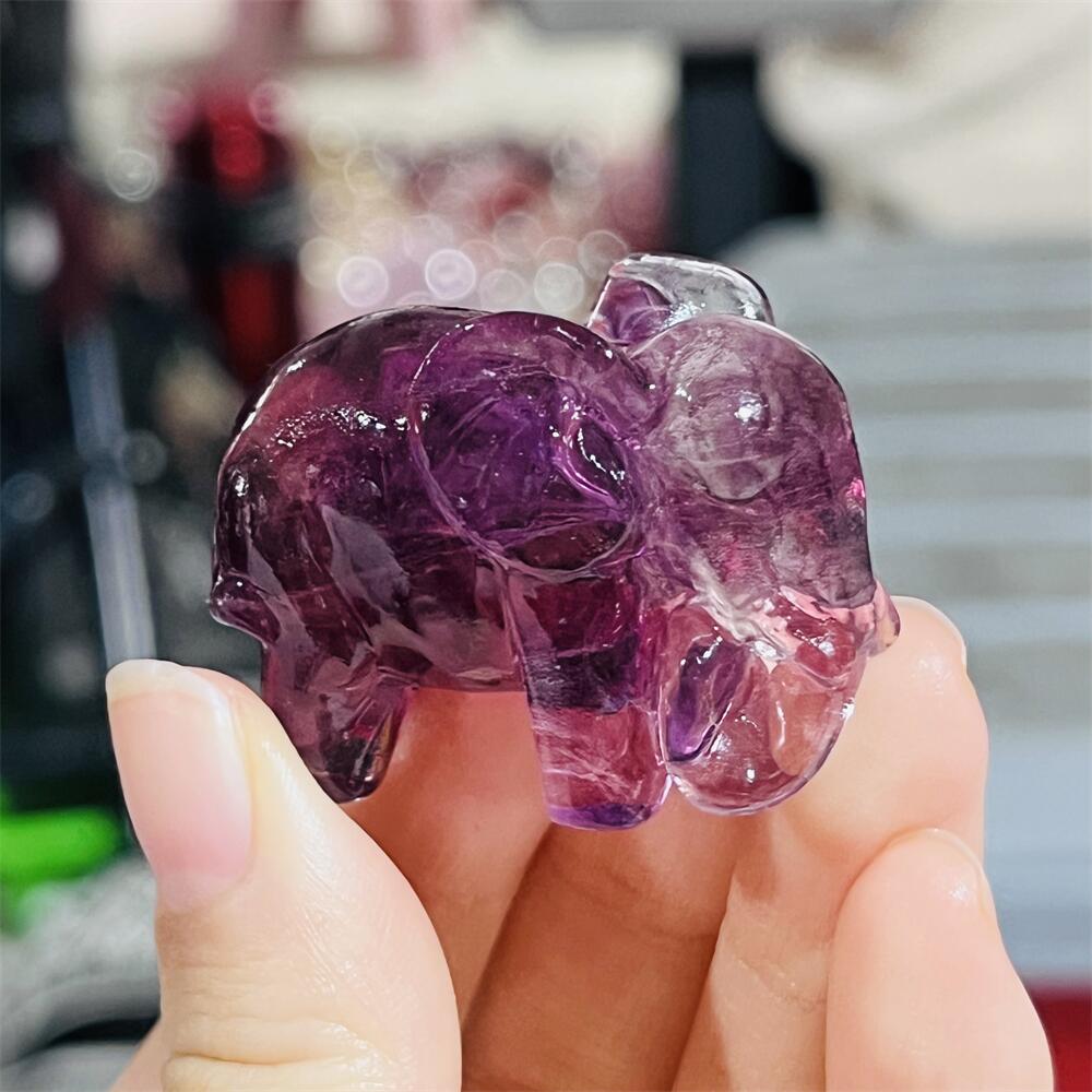 2PCS Colored Fluorite Crystal  - Art Craft Elephant incelemesi ve fiyatı
