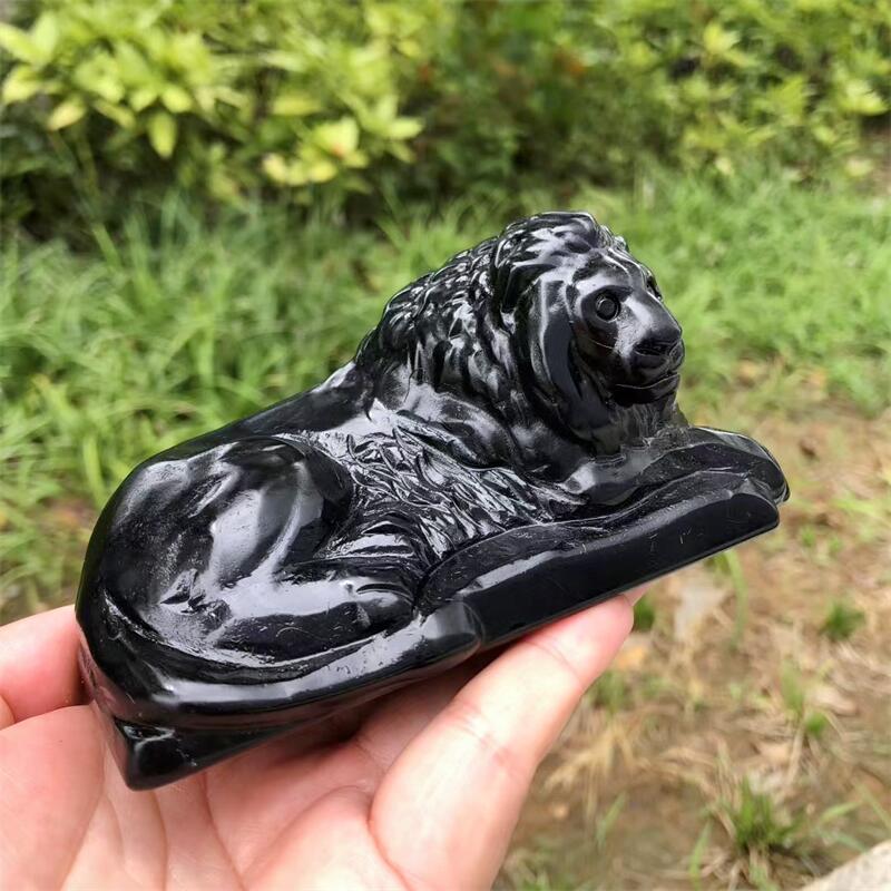 Natural Black Obsidian Lion Ca - Art Craft Lion incelemesi ve fiyatı