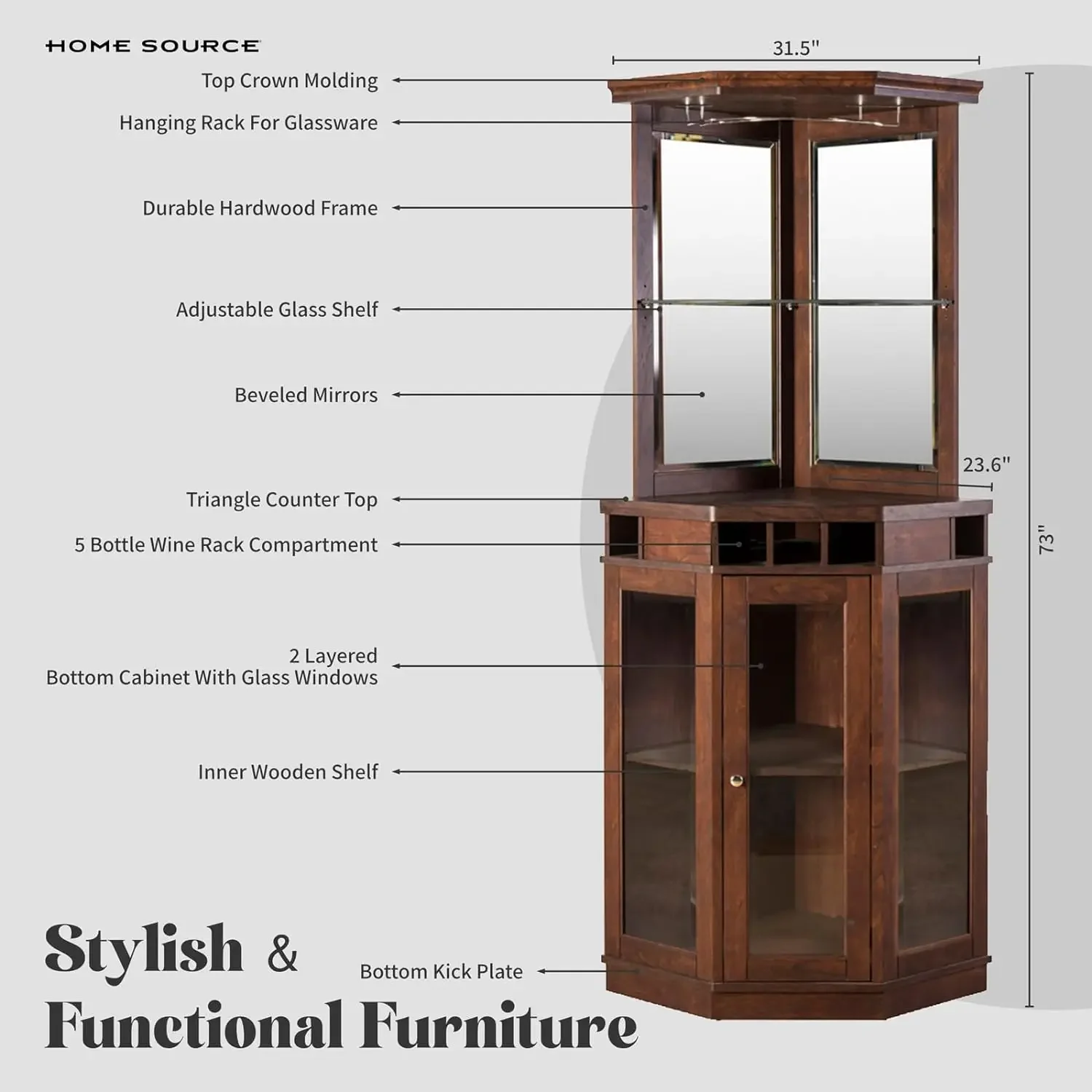 A Wood Frame Corner Bar with 5 - Art Craft Bar incelemesi ve fiyatı