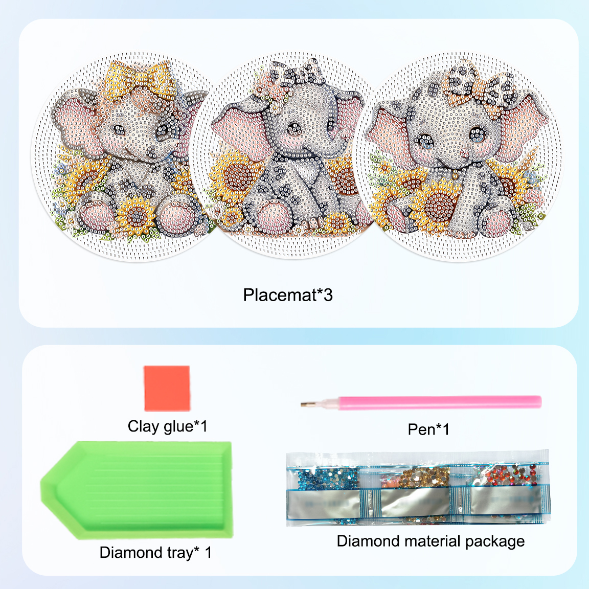 3Pcs Diamond Art Painting Plac - Art Craft Elephant incelemesi ve fiyatı