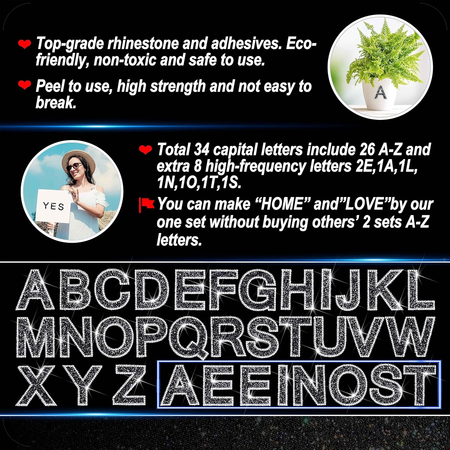 34Pcs Rhinestone Letter Sticke - Art And Craft Letter Z incelemesi ve fiyatı