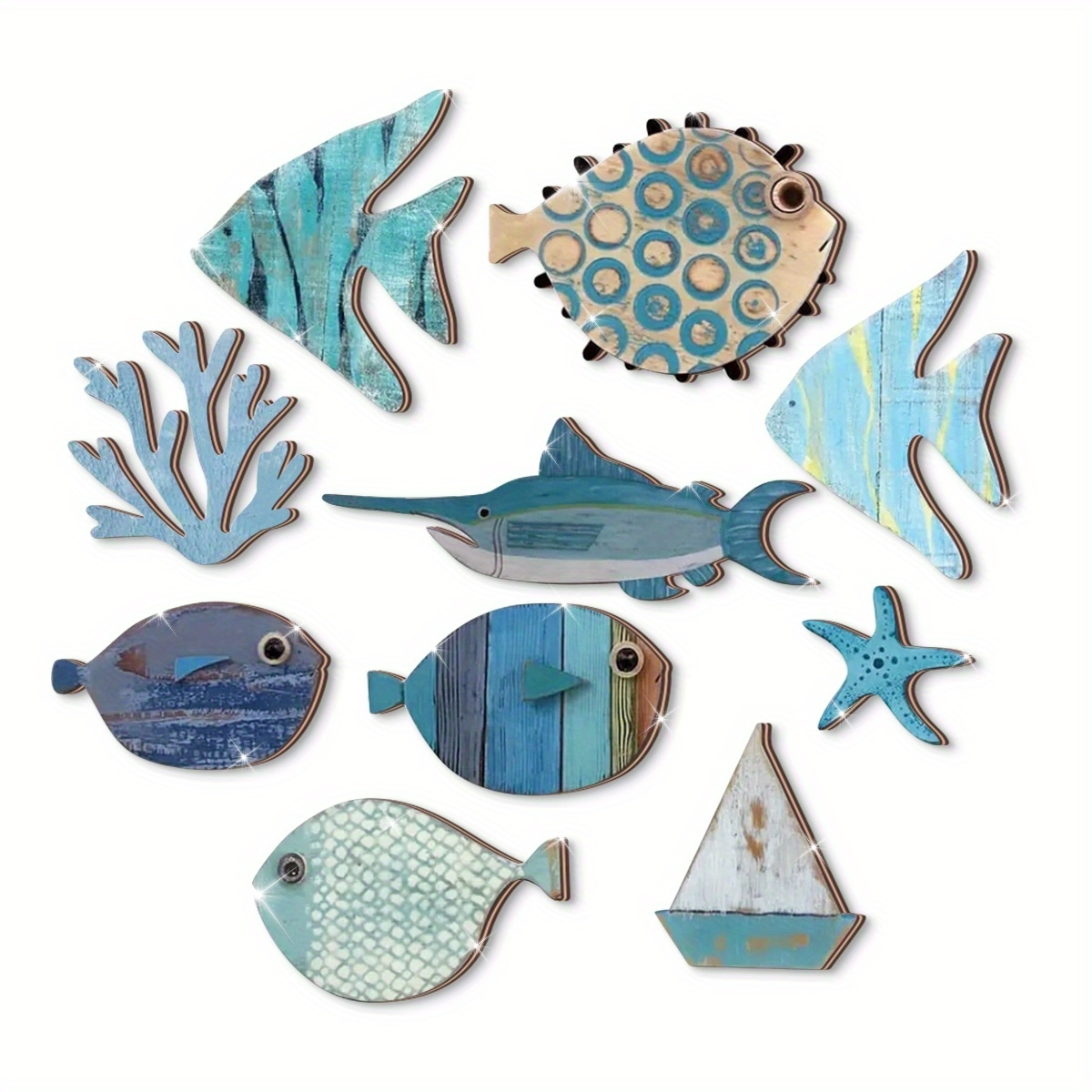 10pcs/set Sea Theme 2D Wooden  - Art Craft Movement incelemesi ve fiyatı