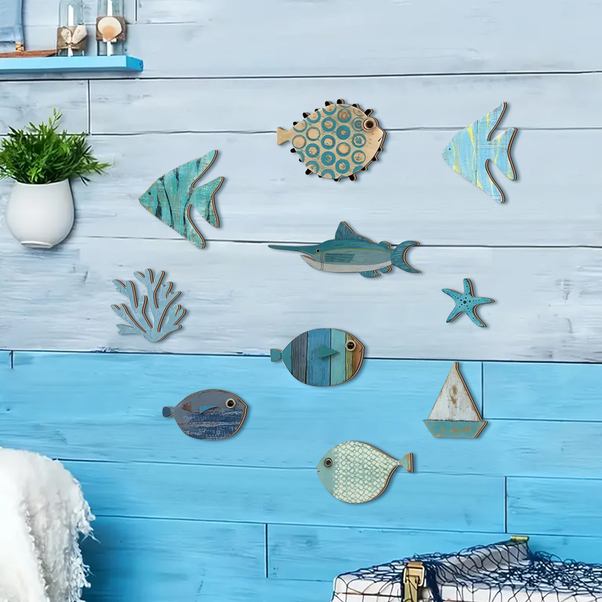 10pcs/set Sea Theme 2D Wooden  - Art Craft Movement incelemesi ve fiyatı
